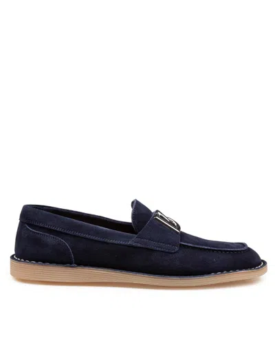 Dolce & Gabbana Suede Moccasin From The New Florio Line In Blue