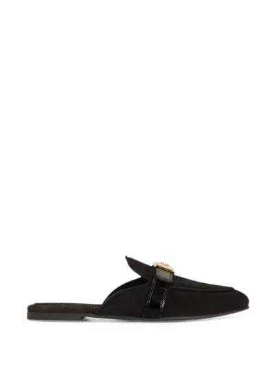 Dolce & Gabbana Signature Mule Slip On Patent Strap In Black