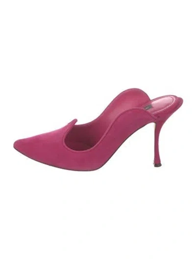 Pre-owned Dolce & Gabbana Suede Mules In Pink