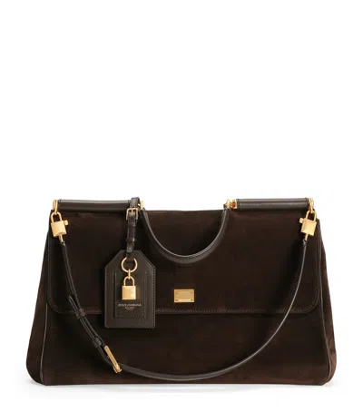 Dolce & Gabbana Suede My Sicily Top-handle Bag In Brown
