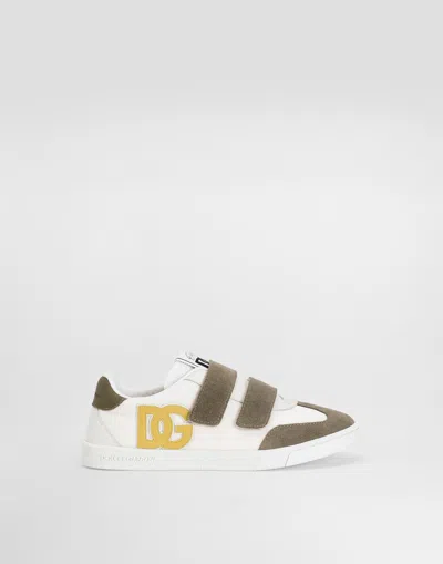 Dolce & Gabbana Kids' Suede, Nylon And Nappa Calfskin Sneakers In White