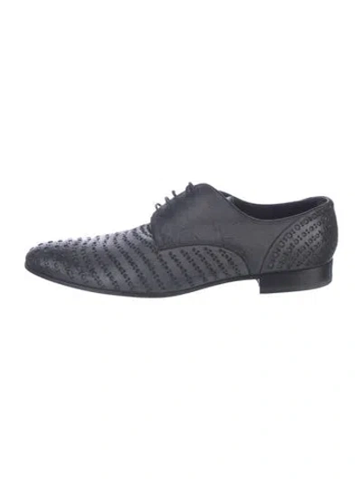 Pre-owned Dolce & Gabbana Suede Patterned Oxfords In Blue