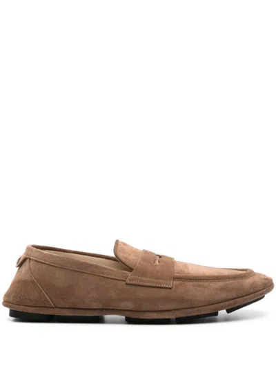 Dolce & Gabbana Brown Suede Penny Loafers