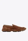 Dolce & Gabbana Dg Driver Suede Loafers In Brown