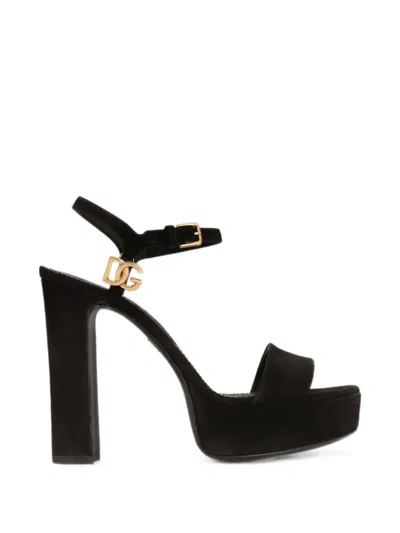 Dolce & Gabbana Suede Platform Sandals In Black
