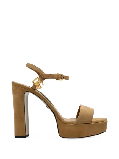 Dolce & Gabbana Suede Platform Sandals In Brown