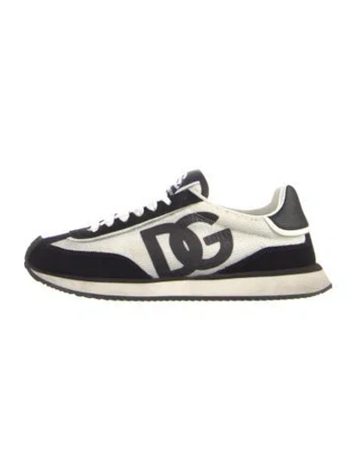 Pre-owned Dolce & Gabbana Suede Printed Sneakers In Blue