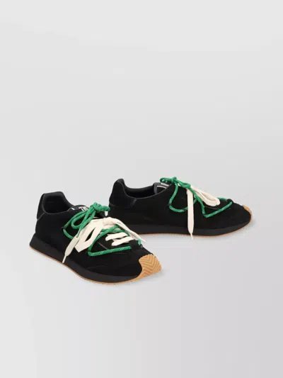 Dolce & Gabbana Suede Runner Sneakers Contrasting Laces In Black