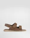 Dolce & Gabbana Touch Strap Leather Sneaker For Men In Brown