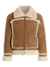 Dolce & Gabbana Suede Shearling Jacket In Brown