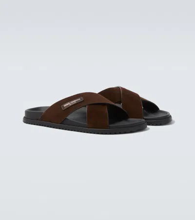 Dolce & Gabbana Sandals Men Color Ebony In Brown