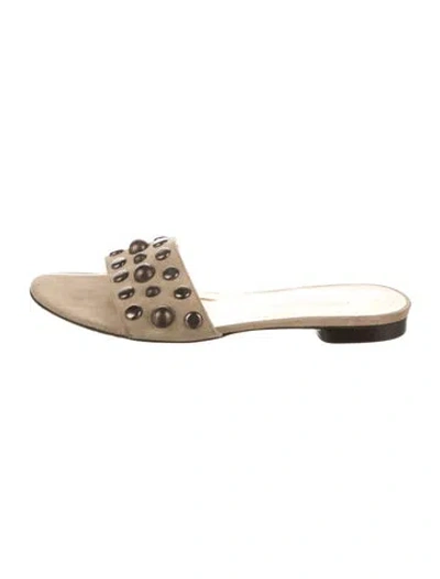 Pre-owned Dolce & Gabbana Suede Slides In Gold