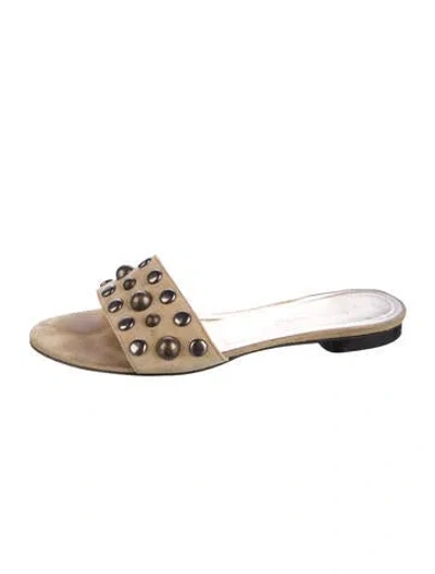 Pre-owned Dolce & Gabbana Suede Slides In Neutral