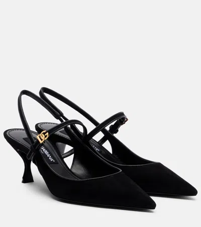 Dolce & Gabbana Suede Slingback Pumps In Black
