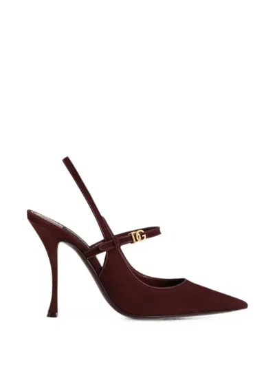 Dolce & Gabbana Suede Slingback Pumps In Burgundy
