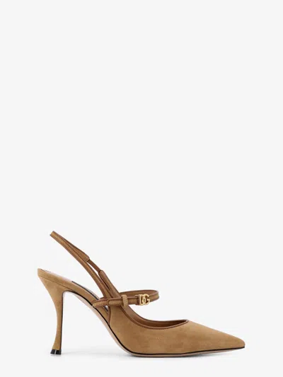 Dolce & Gabbana Suede Slingback Pumps In Sand