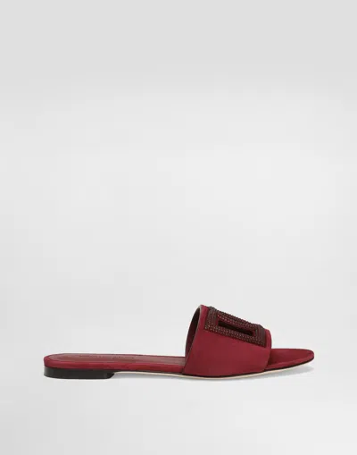 Dolce & Gabbana Suede Slippers With Rhinestones In Red