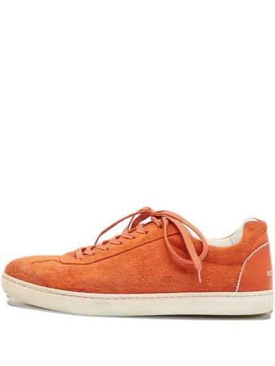 Pre-owned Dolce & Gabbana Suede Sneakers In Orange