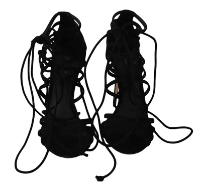 Dolce & Gabbana Suede Strappy Gladiator Heel In Black