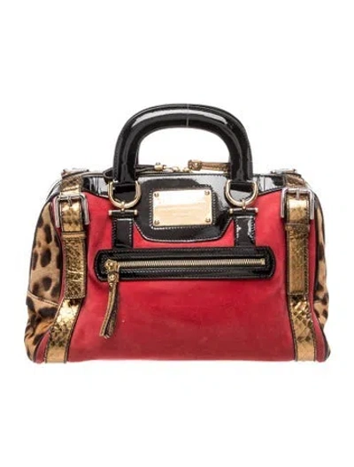 Pre-owned Dolce & Gabbana Suede Top Handle Bag In Purple