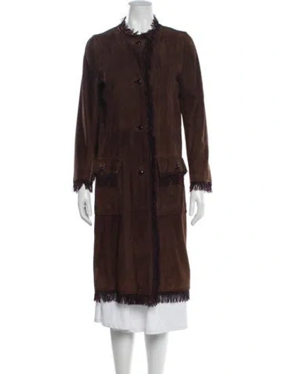 Pre-owned Dolce & Gabbana Suede Trench Coat In Brown