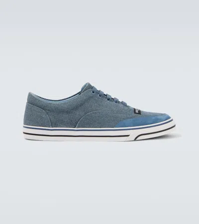 Dolce & Gabbana Suede-trimmed Sneakers In Blue
