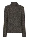 Dolce & Gabbana Cable Knit Turtleneck Sweater In Black