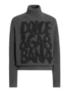 Dolce & Gabbana Ribbed Texture Wool Turtleneck Sweater In Gray