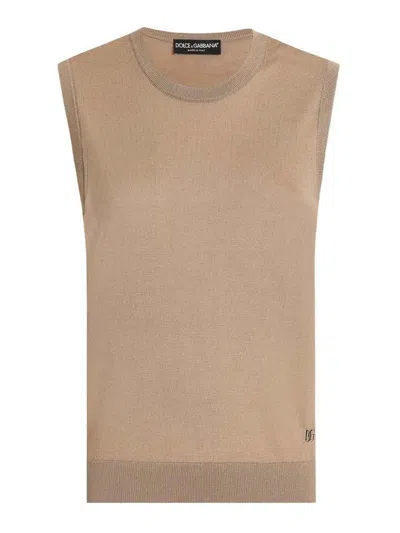 Dolce & Gabbana Sleeveless Jumper Nocciola Chiaro 1 In Brown