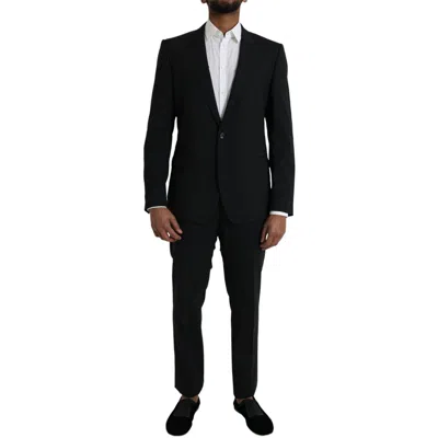 Pre-owned Dolce & Gabbana Suit Black Wool Martini Formal 2 Piece Men Eu50/us40/l 2070usd