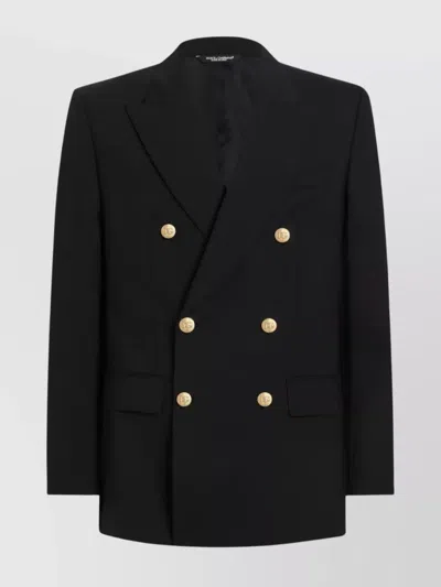 Dolce & Gabbana Suit Double-breasted Gold Buttons In Black