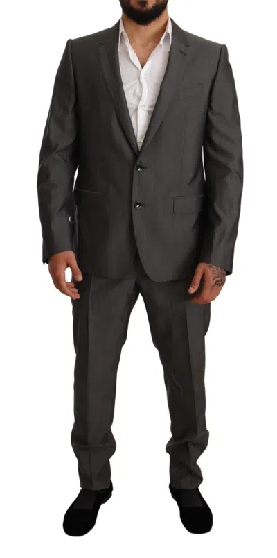 Pre-owned Dolce & Gabbana Suit Gray Metallic Martini Slim Fit Set Eu50 /us40 / L Rrp $2800