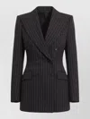 Dolce & Gabbana Pinstriped Wool Double-breasted Jacket In Black