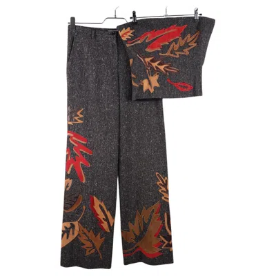 Pre-owned Dolce & Gabbana Suit Wool Leather Corset Trousers In Black