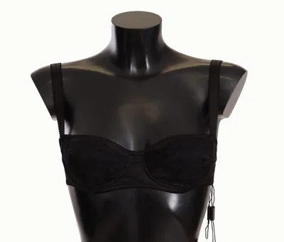Dolce & Gabbana Black Polka Dot Satin Lace Balconette Bra Silk Elastane Clothing