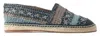 Dolce & Gabbana Blue Gray Woven Leather Buffalo Espadrille Shoes