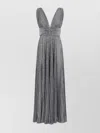 Dolce & Gabbana Long Pleated Dress With Micro-sequin Embellishment In Grey