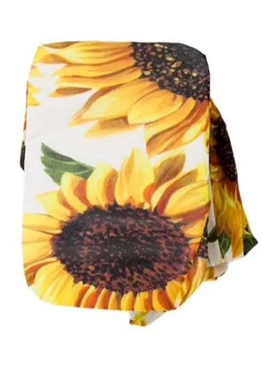 Pre-owned Dolce & Gabbana Sunflower Pantyhose W/tags In Yellow