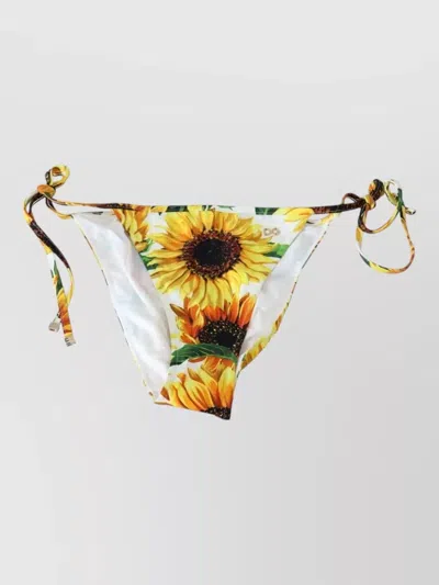 Dolce & Gabbana Sunflower Print Swimwear Beachwear Bikini Bottom In Yellow