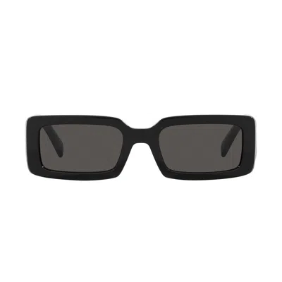Dolce & Gabbana Rectangular-frame Logo-print Sunglasses In Black