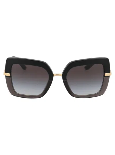 Dolce & Gabbana Sunglasses In 32468g Black On Transparent Black