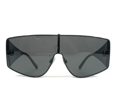 Pre-owned Dolce & Gabbana Sunglasses Dg2305 01/87 Shiny Black Shield Frames Dark Gray Lens