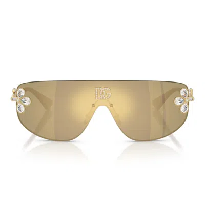 Dolce & Gabbana Sunglasses Dg2333 B 02/03 Gold/transparent Yellow Mirrored Women's In Brown