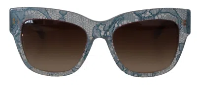Pre-owned Dolce & Gabbana Sunglasses Dg4231 Blue Lace Acetate Rectangle Shades Rrp 450usd In Brown