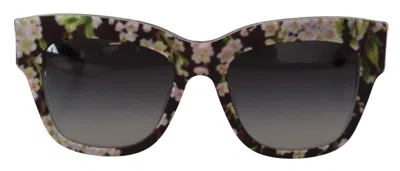 Pre-owned Dolce & Gabbana Sunglasses Dg4231f Black Floral Acetate Rectangle Shades 450usd In Gray