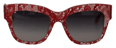 Pre-owned Dolce & Gabbana Sunglasses Dg4231f Red Lace Acetate Rectangle Shades Rrp 500usd In Gray