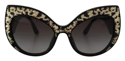 Pre-owned Dolce & Gabbana Sunglasses Dg4326 Black Gold Sequin Butterfly Polarized 950 Usd In Gray