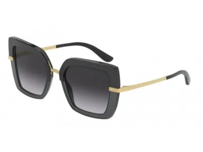 Pre-owned Dolce & Gabbana Sunglasses Dg4373 32468g Top Black Transparent Gray Woman