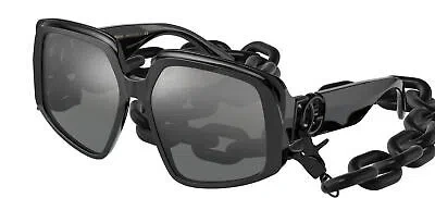 Pre-owned Dolce & Gabbana Sunglasses Dg4386 50188 W/chain Black / Mirror Silver Lens In Gray