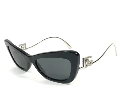 Pre-owned Dolce & Gabbana Sunglasses Dg4467-b 501/87 Black Silver Cat Eye Crystal Frames In Gray